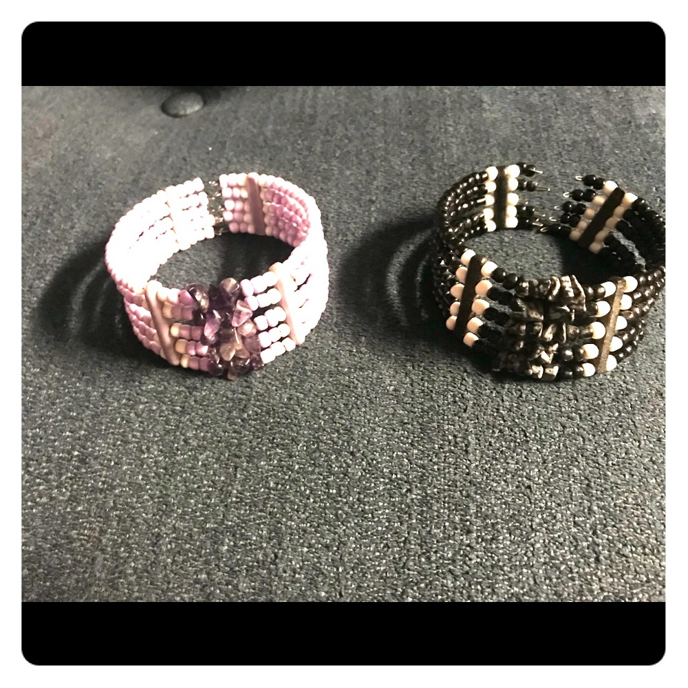 2 Beaded cufff bracelets, price of 1